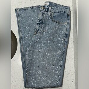 Good American Good Icon Diamond Dusted Straight Leg Jeans